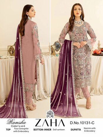 ZAHA RAMSHA COLORS VOL 6 GEORGETTE EMBROIDERY PAKISTANI SUITS