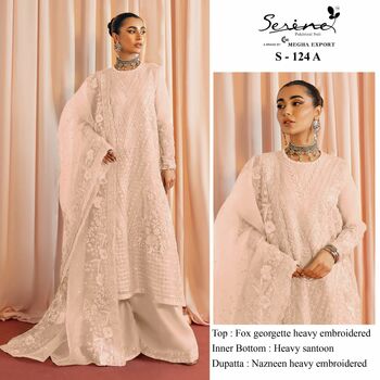 SERENE S 124 FOUX GEORGETTE EMBROIDERY PAKISTANI SUITS CATALOGUE