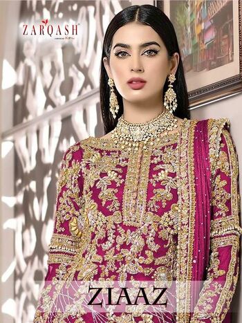 ZARQASH ZIAAZ Z 2028 NET WITH EMBROIDER SALWAR KAMEEZ