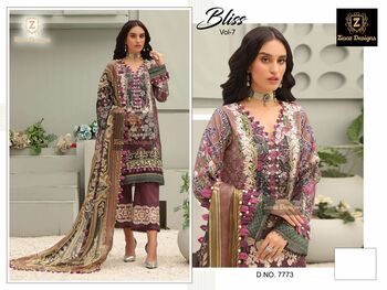 ZIAAZ DESIGNS BLISS VOL 6 7 8 COTTON PRINTED PAKISTANI SEMI STITCHED SUITS AT SURAT