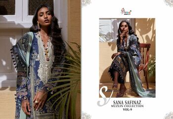 SHREE FABS SANA SAFINAZ MUZLIN COLLECTION VOL 9 2370 TO 2376 SERIES PAKISTANI SUITS