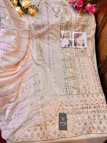 HOOR TEX D.NO 23007 A TO E GEORGETTE PAKISTANI SUITS WHOLESALER