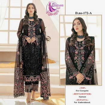 DINSAA SUIT DS 172 GEORGETTE EMBROIDERY PAKISTANI SUITS CATALOGUE