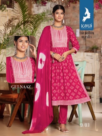 KAYA GULNAAZ NYRA CUT KURTIS 3PCS SETS LATEST CATALOGUE