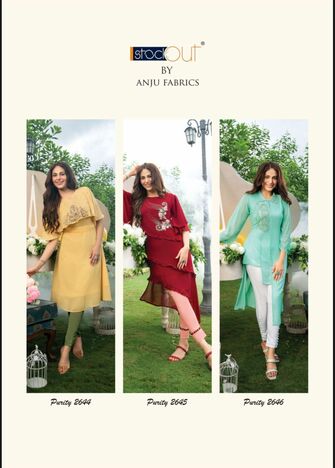 ANJU FABRICS PURITY VOL 3 DESIGNER KURTI WITH PANTS LATEST CATALOGUE