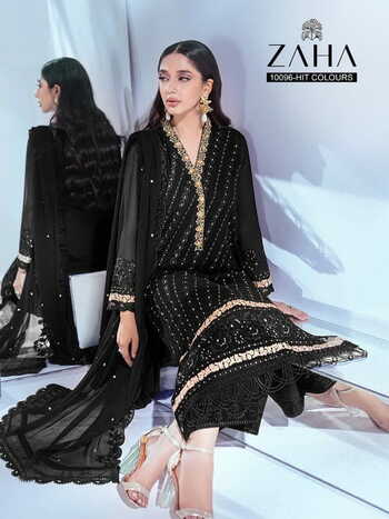 ZAHA 10096 HIT COLOURS GEORGETTE EMBROIDERED PAKISTANI SUITS