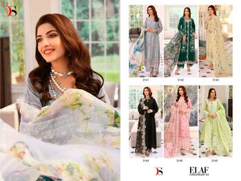 DEEPSY SUITS ELAF CHIKANKARI 23 COTTON CAMBRIC PAKISTANI SUITS AT SURAT