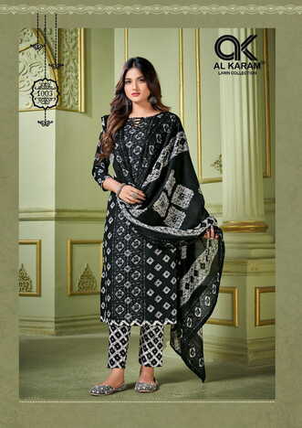 AL KARAM CHARIZMA SIGNATURE PRINTS COTTON KARACHI SUITS AT SURAT