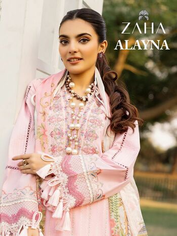 ZAHA ALAYNA CAMBRIC COTTON EMBROIDERY PAKISTANI SUITS CATALOGUE