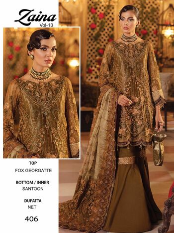 ZAINA VOL 13 DN 405 TO DN 408 PAKISTANI GEORGETTE SALWAR KAMEEZ CATALOGUE