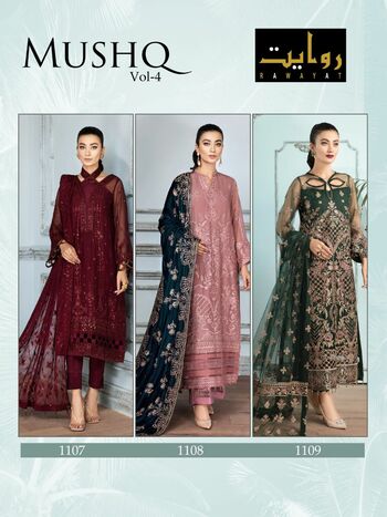 RAWAYAT MUSHQ VOL 4 GEORGETTE WITH EMBROIDERY PAKISTANI SUITS