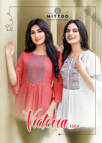 MITTOO VICTORIA VOL 4 RAYON PRINTED SHORT TOP WHOLESALE PRICE