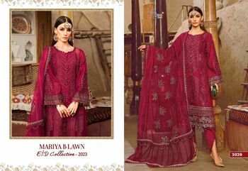 SHREE FABS MARIYA B LAWN EID COLLECTION 2023 3020 TO 3027 SERIES PAKISTANI SUITS