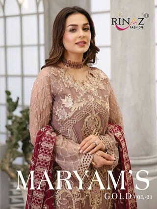 RINAZ FASHION MARYAMâ€™S GOLD VOL 21 FOUX GEORGETTE PAKISTANI SUITS