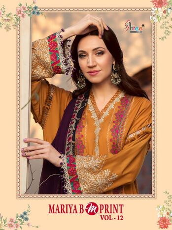 SHREE FABS MARIYA B M PRINT VOL 12 COTTON PRINTED PAKISTANI SUITS LATEST CATALOGUE