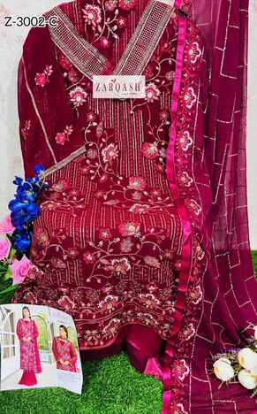 ZARQASH 3002 SERIES GEORGETTE EMBROIDERY PAKISTANI SUITS