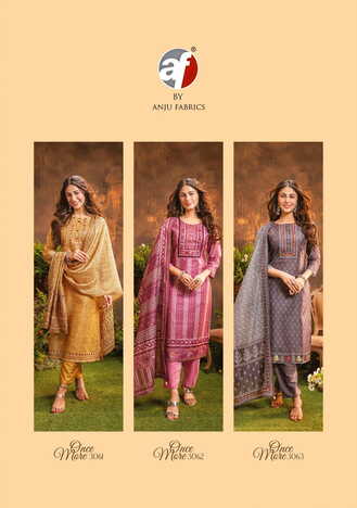 ANJU FABRICS ONCE MORE KURTI PANT WITH DUPATTA 3PCS SET NEW CATALOGUE