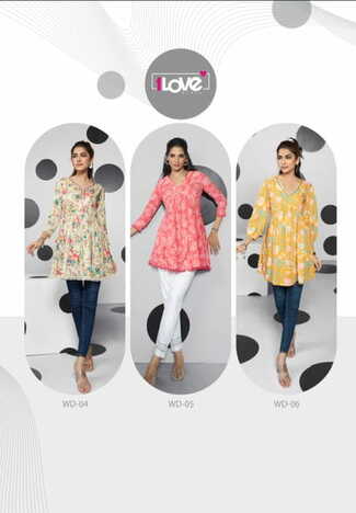 1LOVE WEDESI FANCY COTTON RAYON SHORT KURTIS BY S4U