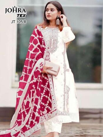 JOHRA TEX JT 105 ORGANZA EMBROIDERY PAKISTANI SUITS AT SURAT