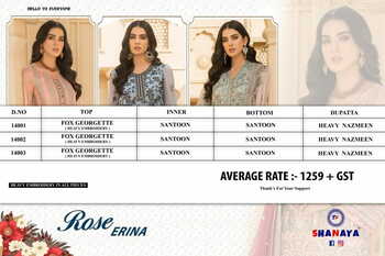 SHANAYA ROSE ERINA GEORGETTE DESIGNER PAKISTANI SUITS