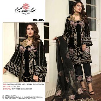 RAMSHA R 405 & R 406 PAKISTANI SUITS IN SINGLES