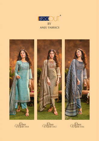 ANJU FABRICS ONCE MORE KURTI PANT WITH DUPATTA 3PCS SET NEW CATALOGUE