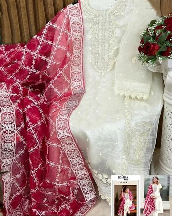 JOHRA TEX JT 105 ORGANZA EMBROIDERY PAKISTANI SUITS AT SURAT