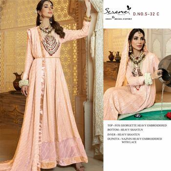 SERENE S 32 FOUX GEORGETTE PAKISTANI SUITS WHOLESALE