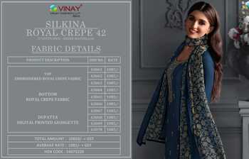 VINAY SILKINA ROYAL CREPE VOL 42 63061 TO 63070 SERIES PRINTED SUITS