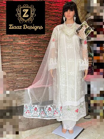 ZIAAZ DESIGNS D.NO 7777 A PAKISTANI DESIGNER SUITS WHOLESALE