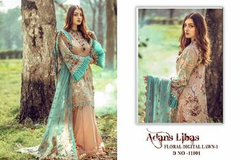 ADANS LIBAS FLORAL DIGTIAL LAWN VOL 1 COTTON PAKISTANI SUITS