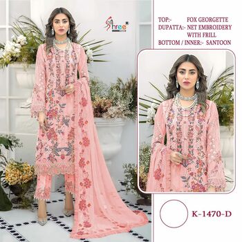 SHREE FABS K 1470 SERIES FOUX GEORGETTE PAKISTANI SUITS