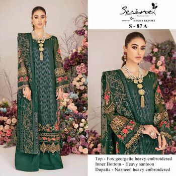 SERENE S 87 FOUX GEORGETTE EMBROIDERY PAKISTANI SUITS CATALOGUE