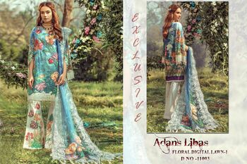 ADANS LIBAS FLORAL DIGTIAL LAWN VOL 1 COTTON PAKISTANI SUITS