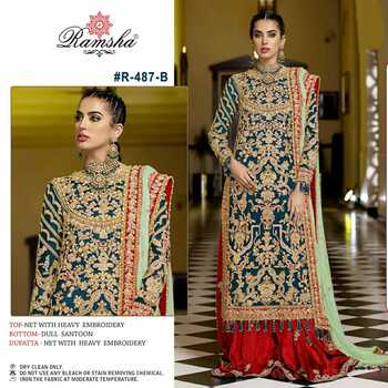 RAMSHA PRESENT R 487 GEORGETTE PAKISTANI SUITS