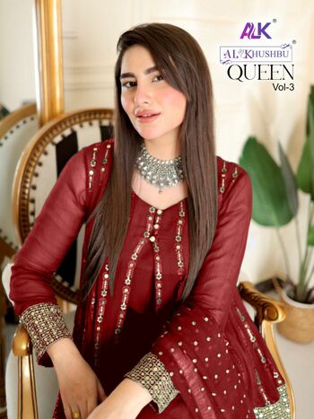 AL KHUSHBU QUEEN VOL 3 GEORGETTE EMBROIDERY PAKISTANI SUITS CATALOGUE