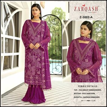 ZARQASH 3002 SERIES GEORGETTE EMBROIDERY PAKISTANI SUITS