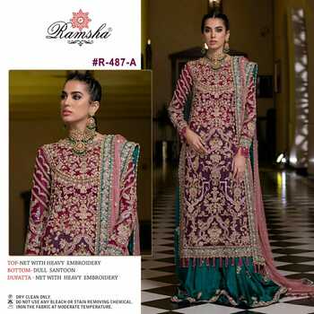 RAMSHA PRESENT R 487 GEORGETTE PAKISTANI SUITS