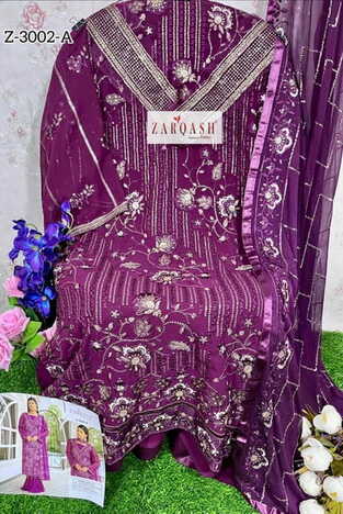 ZARQASH 3002 SERIES GEORGETTE EMBROIDERY PAKISTANI SUITS