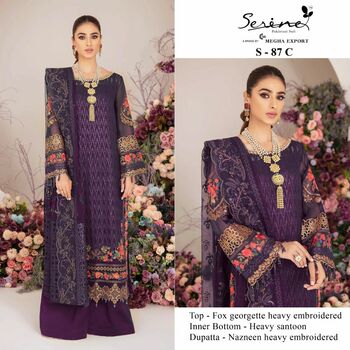 SERENE S 87 FOUX GEORGETTE EMBROIDERY PAKISTANI SUITS CATALOGUE