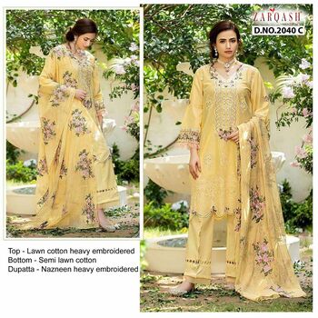 ZARQASH ADAN ROSE 2040 LAWN COTTON PAKISTANI SUITS NEW CATALOGUE