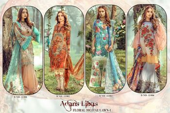 ADANS LIBAS FLORAL DIGTIAL LAWN VOL 1 COTTON PAKISTANI SUITS