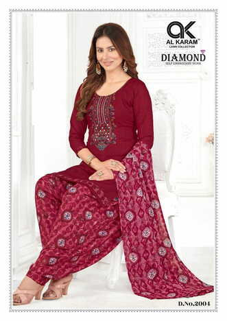 AL KARAM DIAMOND VOL 2 COTTON EMBROIDERY SUITS CATALOGUE