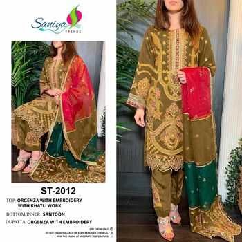 SANIYA TRENDZ ST 2012 ORGANZA PAKISTANI SUITS CATALOGUE