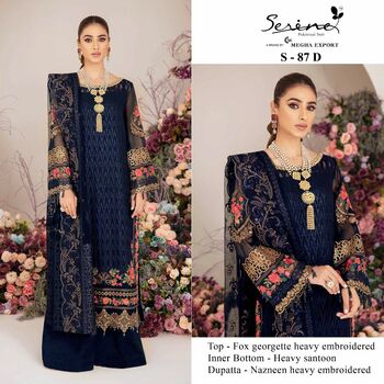 SERENE S 87 FOUX GEORGETTE EMBROIDERY PAKISTANI SUITS CATALOGUE