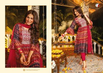 ANJU FABRICS JASHN CHINON ANARKALI KURTI PANT WITH DUPTTA LATEST CATALOGUE