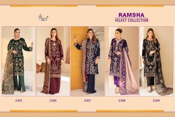 SHREE FABS RAMSHA VELVET COLLECTION 2365 TO 2369 SERIES PAKISTANI SUITS