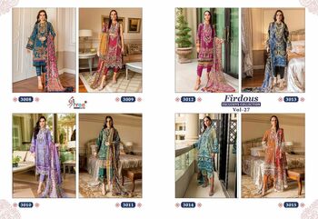 SHREE FABS FIRDOUS EXCLUSIVE COLLECTION VOL 27 3008 TO 3015 SERIES PAKISTANI SUITS