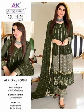 AL KHUSHBU QUEEN VOL 3 GEORGETTE EMBROIDERY PAKISTANI SUITS CATALOGUE