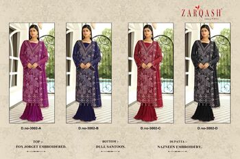 ZARQASH 3002 SERIES GEORGETTE EMBROIDERY PAKISTANI SUITS